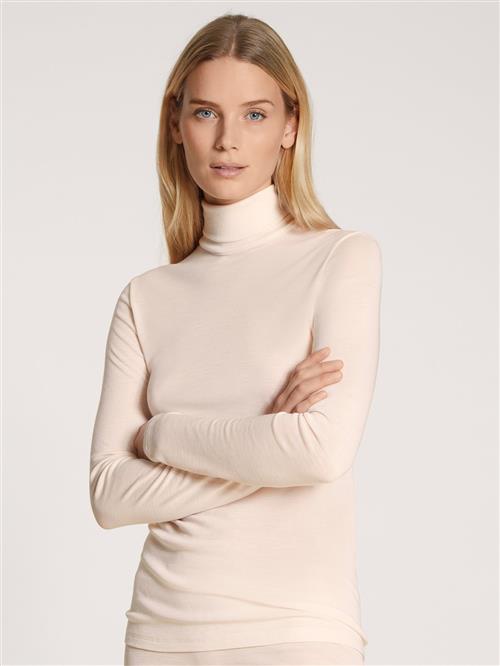 Calida Damen Top Langarm Kvinde Light Ivory Rullekraver Str M - Silke hos Magasin