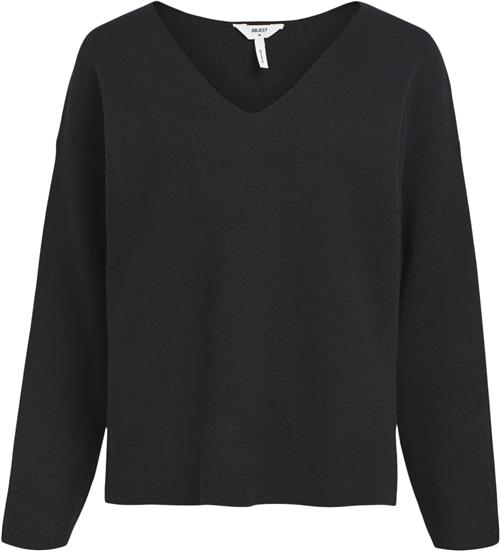 Object Objreynard Vneck Pullover Noos Kvinde Black Toppe Regular Fit Str XS - hos Magasin