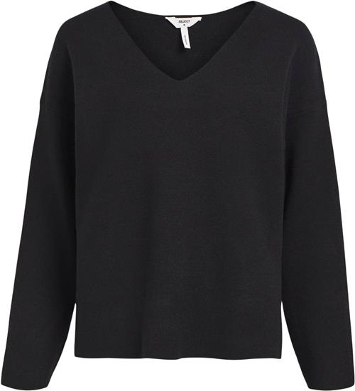 Object Objreynard Vneck Pullover Noos Kvinde Black Toppe Regular Fit Str M - hos Magasin