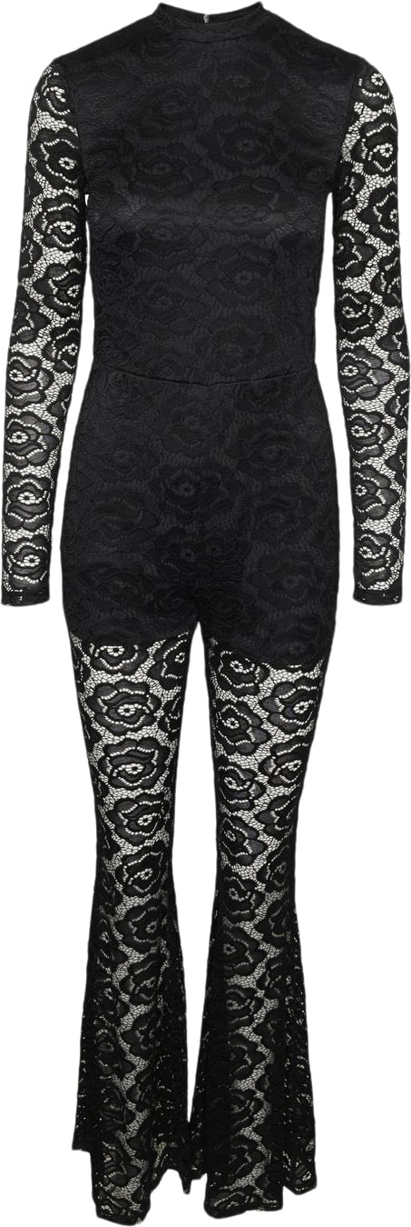 Something New Snalice LS Lace Jumpsuit DSQ Kvinde Black Buksedragter Str L - hos Magasin