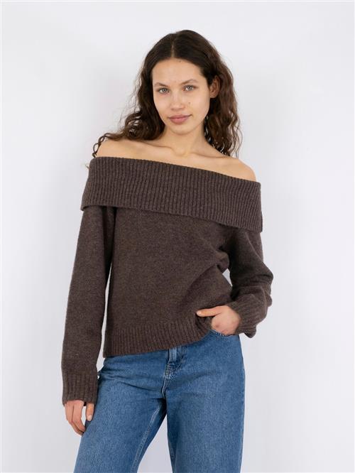 Neo Noir Jane Knit Blouse Kvinde Brown Melange Sweaters Str 44 - hos Magasin