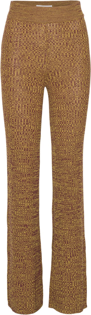 REMAIN Ribbed Staight Pants Kvinde Old Gold Comb. Bukser Med Brede Ben Str 38 - hos Magasin