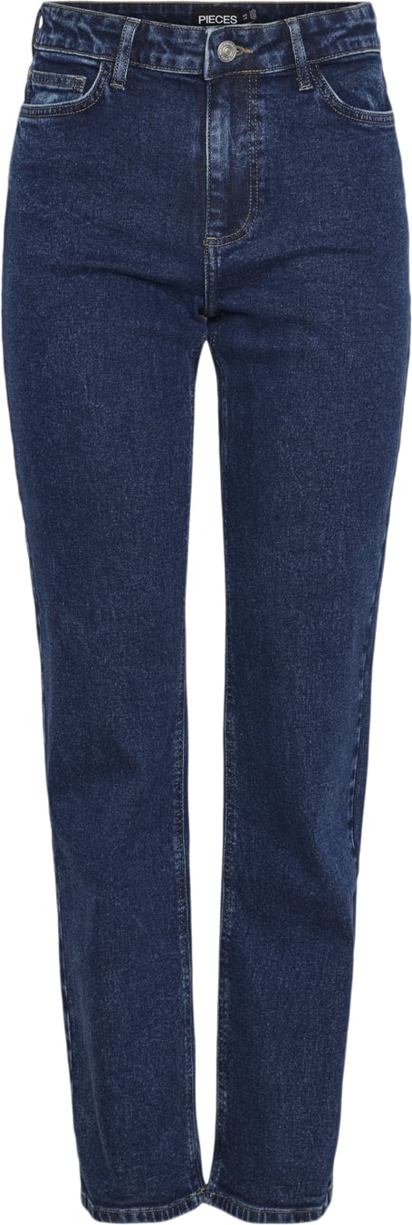 Pieces Pckelly MW Straight Jeans Db502 NOO Kvinde Blå Straight Jeans Str "26/""32" - hos Magasin