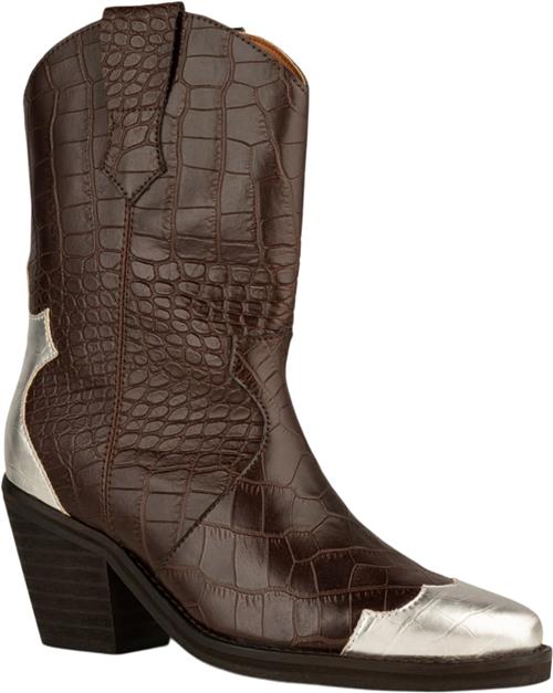 Shoe The Bear Stbnancy Western Croco Kvinde Dark Brown Cowboy & Biker Str 37 - hos Magasin