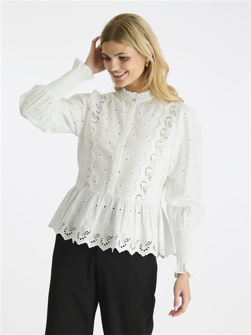 Neo Noir Maviana Emb Blouse Kvinde White Langærmede Bluser Str 38 - hos Magasin