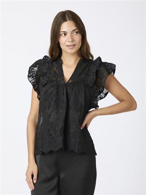 Neo Noir Jayla Big Embroidery Top Kvinde Black Toppe Str 42 - hos Magasin