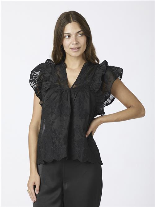 Neo Noir Jayla Big Embroidery Top Kvinde Black Toppe Str 36 - hos Magasin