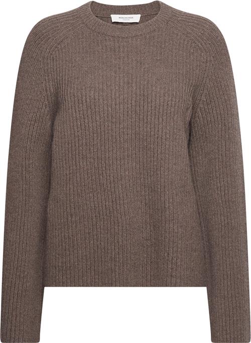 Rosemunde Fisherman rib Pullover Kvinde Brown Grey Mel Sweaters Str L - Uld hos Magasin