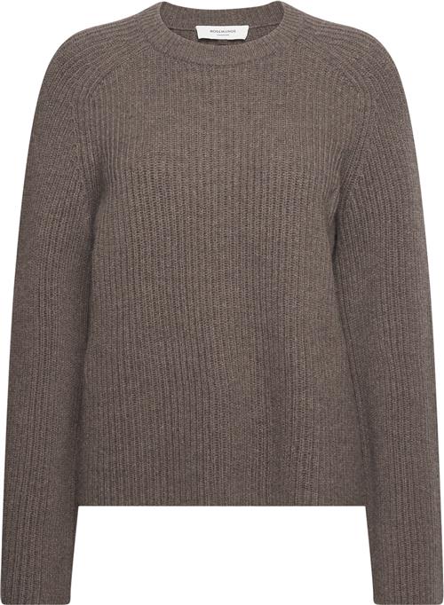 Rosemunde Fisherman rib Pullover Kvinde Brown Grey Mel Sweaters Str M - Uld hos Magasin