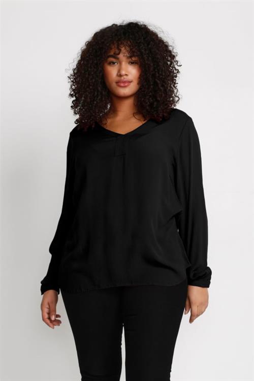 Kaffe Curve Kcami LS Blouse Kvinde Sort Langærmede Bluser Str 56 - hos Magasin