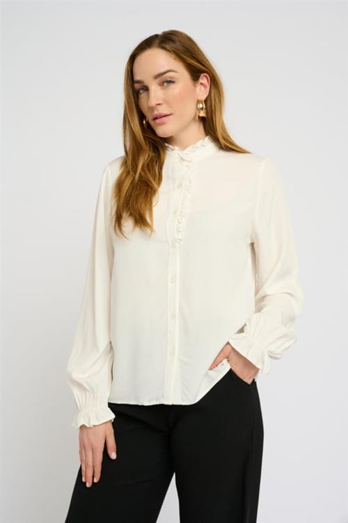 Cream Crvenea Shirt Kvinde Snow White Langærmede Skjorter Str 40 - hos Magasin