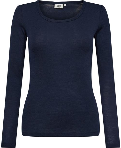 Se Magasin du Nord Collection Magasin Celia 3 100% RWS Merino Wool Kvinde Navy Langærmede Tshirts Str XS Merino ved Magasin