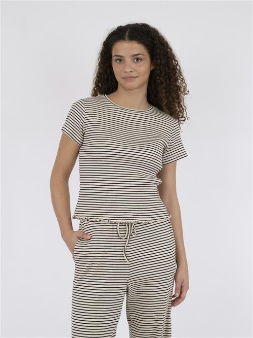 Se Neo Noir Lonnie Stripe Tee Kvinde Sand Toppe Str 40 - hos Magasin ved Magasin