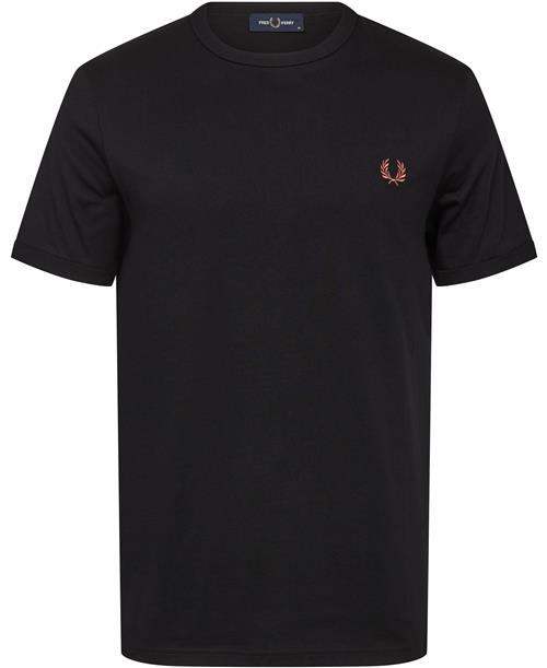 Se Fred Perry M3519 Mand Black/whisky Brown Kortærmede T-shirts Str XL - Bomuld hos Magasin ved Magasin