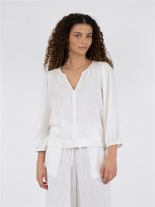 Neo Noir Sarla Soft Linen Blouse Kvinde White Langærmede Bluser Str 42 - hos Magasin