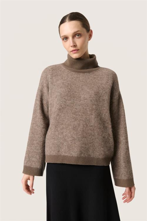 Soaked in Luxury Sljessie Pullover Studio Kvinde Morel Melange Sweaters Loose Fit Str S - hos Magasin