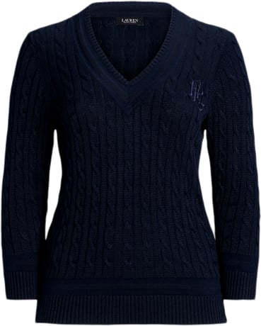 Se Lauren Ralph Lauren Bright Rayon/cottonsweater Kvinde Lauren Navy Sweaters Str 2X - hos Magasin ved Magasin