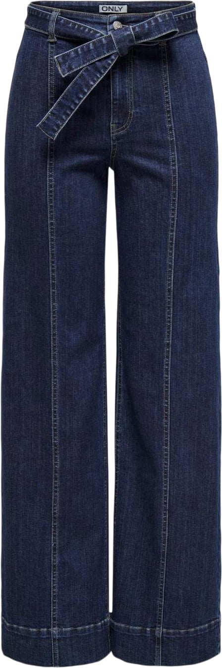 Se ONLY Onlmadison Blush HW Wide Belt DNM B Kvinde Dark Blue Denim Straight Jeans Str "M/""32" - hos Magasin ved Magasin