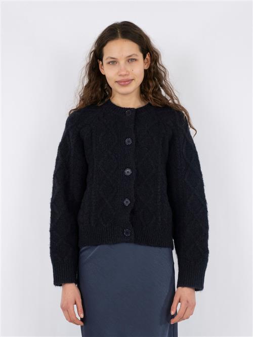 Neo Noir Selda Cable Soft Knit Cardigan Kvinde Black Cardigans Str 44 - hos Magasin