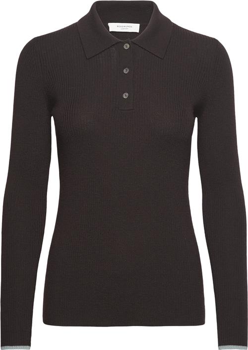 Se Rosemunde Long Sleeve Knit Polo Kvinde Dark Espresso Sweaters Str S - hos Magasin ved Magasin