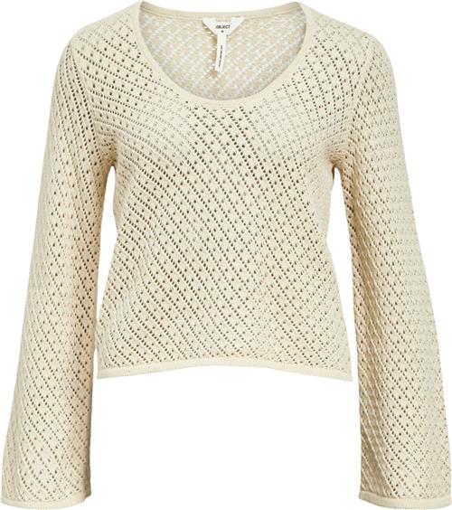 Object Objbibi SLI LS Knit TOP E SS Fair 2 Kvinde Sandshell Sweaters Str XS - hos Magasin