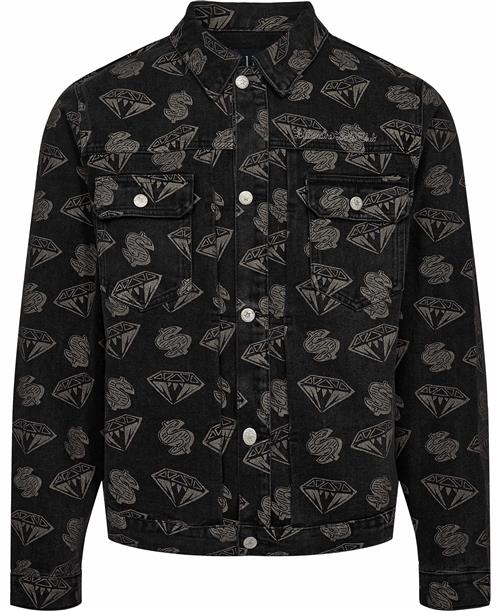 BILLIONAIRE BOYS CLUB Diamonds & Dollars Denim Jacket Mand Black Denimjakker Str L Denim - hos Magasin