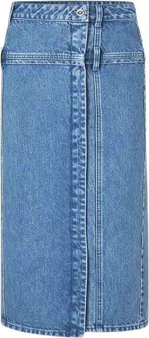 Stine Goya Button Slit Detail Midi Skirt, 2251 Denim Kvinde Denim Blue Midi Nederdele Str L Denim - hos Magasin