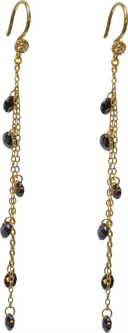 BeChristensen Anette Black Crystal Earrings Gold 7,5 cm - Ørehænger hos Magasin