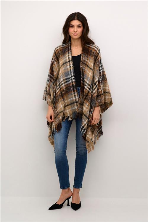 Se Cream Crtika Cape Kvinde Earth Brown Check Ponchoer - hos Magasin ved Magasin