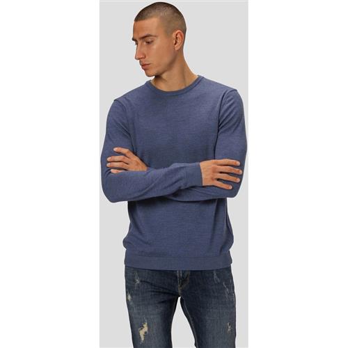 Clean Cut Copenhagen Merino Wool Crew Mand Blue Melangé Sweaters Str XL Merino - hos Magasin