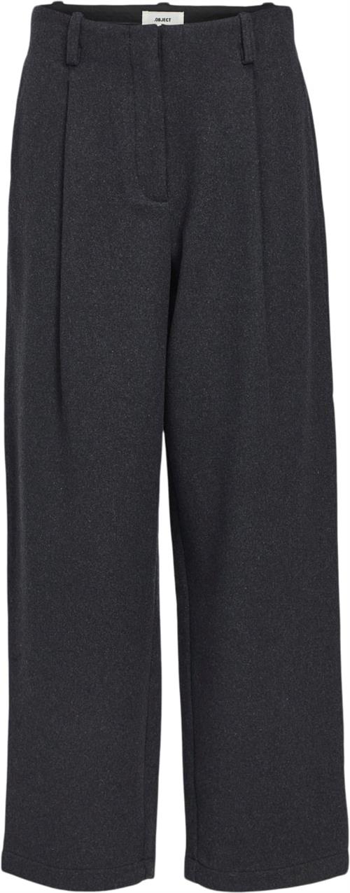 Object Objmeghan Barrel LEG HW Pants 135 Kvinde Dark Grey Melange Bukser Str 42 - hos Magasin