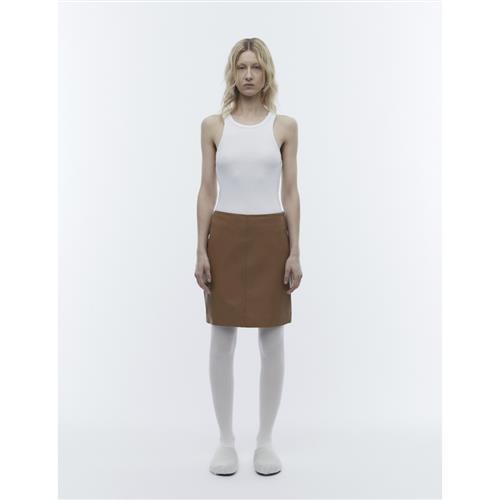 2NDDAY 2ND Ceciliana Classic Leather Kvinde Tobacco Brown Midi Nederdele Str 34 - Læder hos Magasin