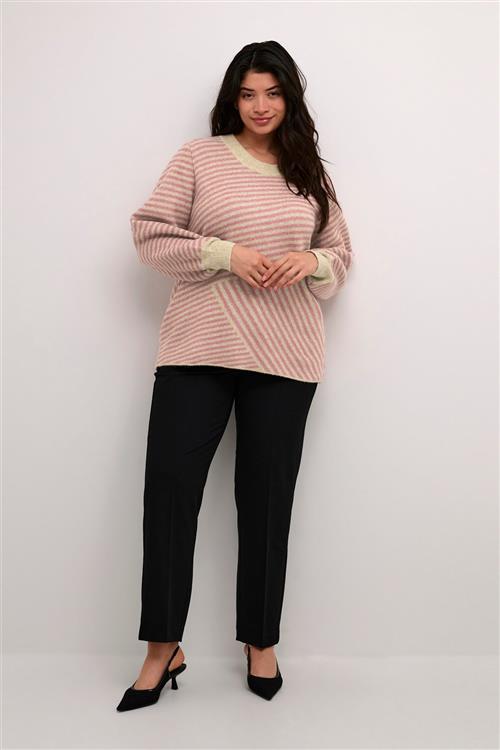 Se Kaffe Curve Kcverina Knit Pullover Kvinde Feather Gray Mel. / Rosa Sweaters Str M - hos Magasin ved Magasin