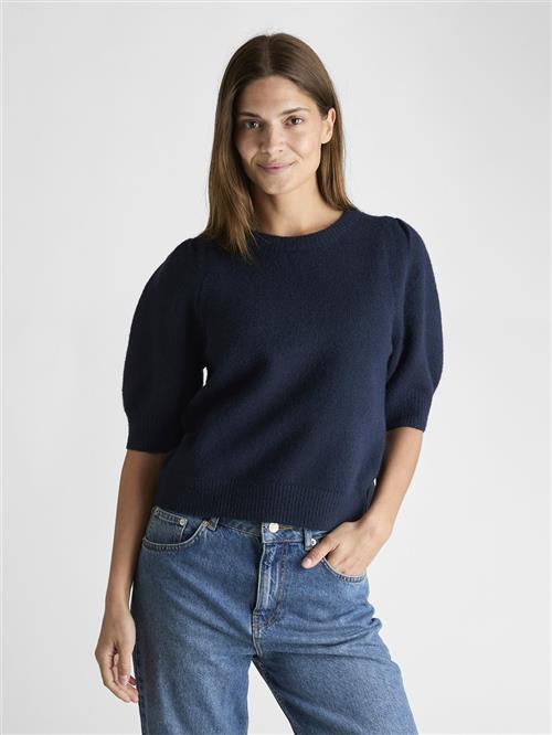 Se Neo Noir Martha Bow Knit Tee Kvinde Navy Kortærmet Strik Str 44 - hos Magasin ved Magasin