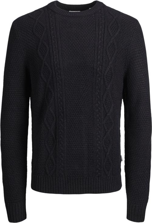 JJ-REBEL Jrebjosh Knit Crew Neck Mand Sort Sweaters Regular Fit Str M - hos Magasin