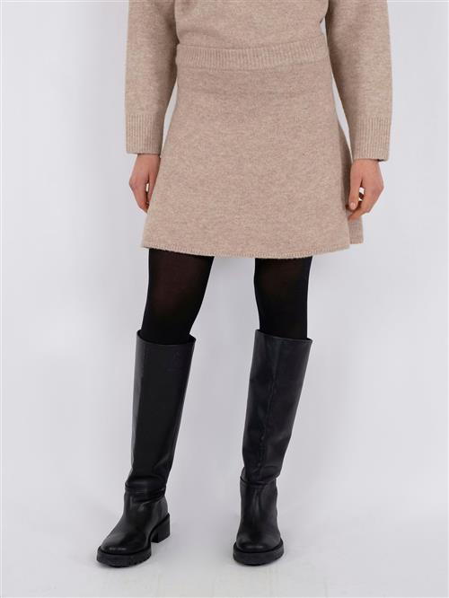 Neo Noir Gisa Knit Skirt Kvinde Sand Melange Korte Nederdele Str 38 - hos Magasin