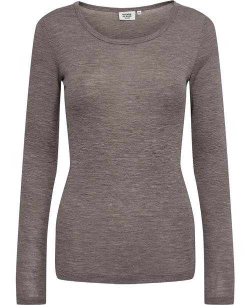 Magasin du Nord Collection Magasin Celia 3 100 RWS Merino Wool Kvinde Mink Melange Langærmede Tshirts Str S Merino