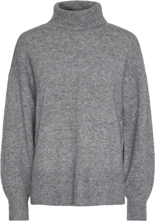 Pieces Pcmalou LS Rollneck Knit Noos BC Kvinde Medium Grey Melange/melange Rullekraver Str XL - hos Magasin