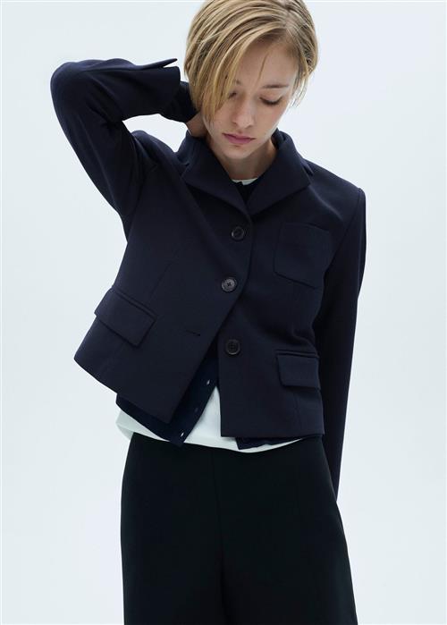 Se MANGO Cropped Jacket With Buttons Kvinde Navy Blazere Str XS - hos Magasin ved Magasin