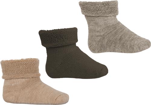 mpKids Wool Baby Socks 3-pack Str 22/24 - Brun Strømper Uld hos Magasin