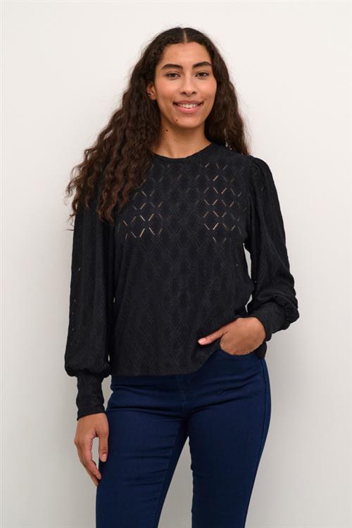 Kaffe Katine Lace Blouse Kvinde Black Deep Langærmede Bluser Str M - hos Magasin