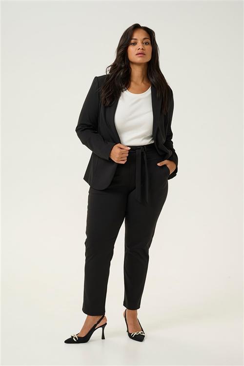 Kaffe Curve Kcjenna Belt Pant Kvinde Black Deep Bukser Med Lige Ben Str L - hos Magasin