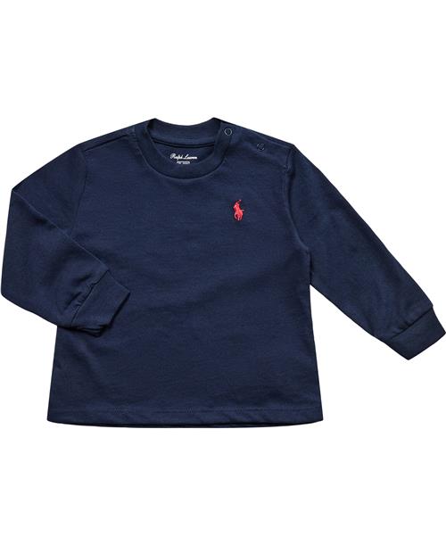 Polo Ralph Lauren Cotton Jersey Longsleeve Tee Str 24 mdr / 86 cm - Blå Langærmede T-shirts Bomuld hos Magasin