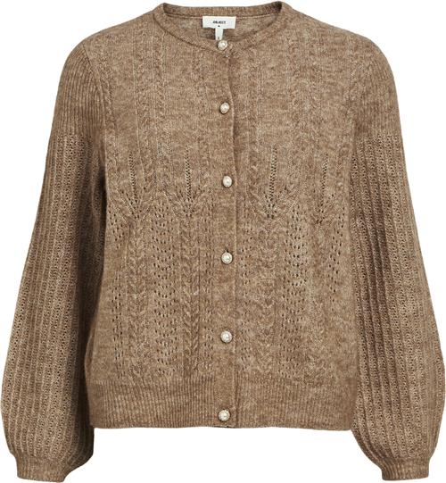 Se Object Objophelia L/S Knit Cardigan 122 Kvinde Fossil Cardigans Str M - hos Magasin ved Magasin