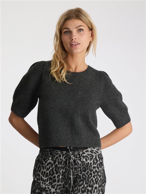 Neo Noir Martha Bow Knit Tee Kvinde Antracit Kortærmet Strik Str 40 - hos Magasin