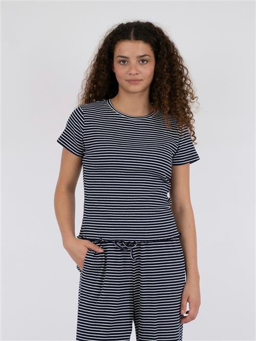 Se Neo Noir Lonnie Stripe Tee Kvinde Dark Navy Toppe Str 44 - hos Magasin ved Magasin