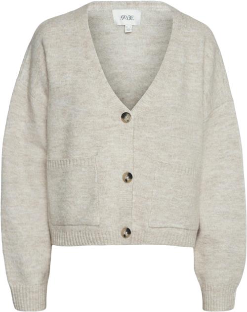 Vero Moda Vmgemma LS Vneck Knit Cardigan VMA Kvinde Plaza Taupe Cardigans Str S - hos Magasin