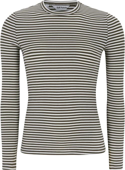 Soft Rebels Srfenja Stripe Oneck Top Kvinde Morel Kortærmede T-shirts Slim Fit Str S - hos Magasin