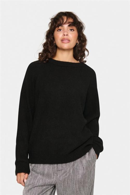 Saint Tropez Garbiesz Pullover Kvinde Black Sweaters Loose Fit Str XL - hos Magasin