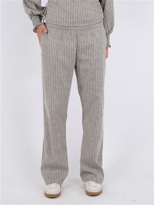 Neo Noir Astra Soft Stripe Pants Kvinde Smoke Green Bukser Med Lige Ben Str 40 - hos Magasin